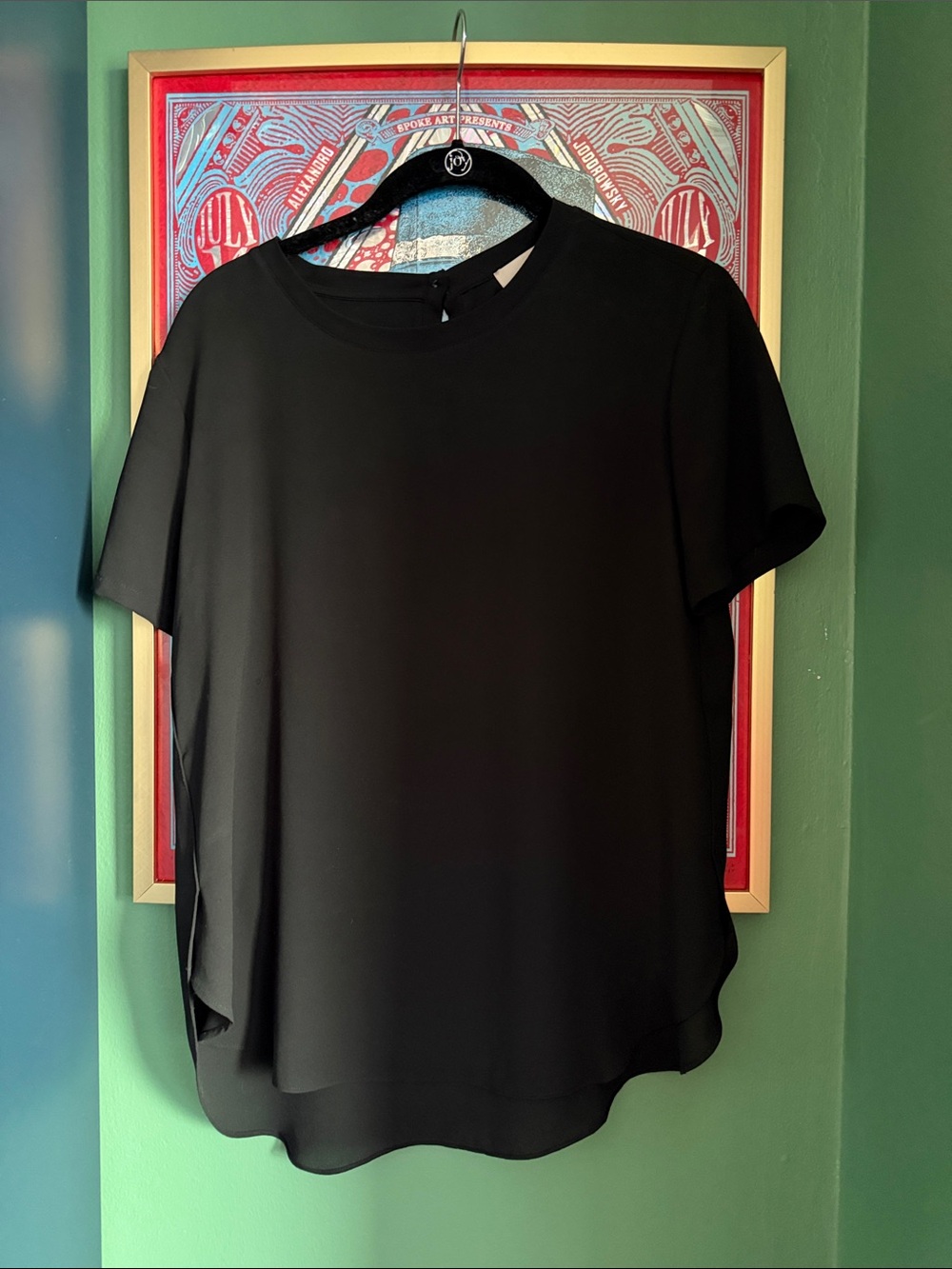 LOFT Black Short-Sleeve Crewneck Blouse